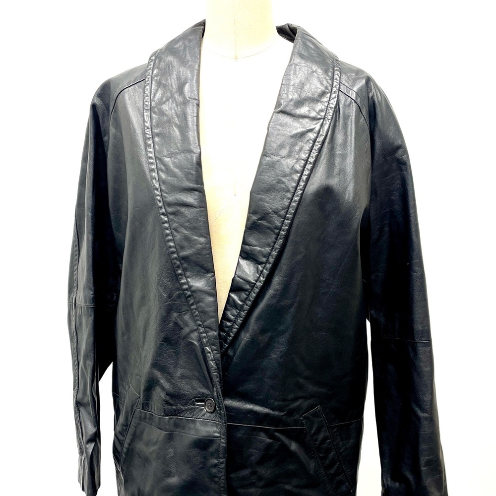 Vintage 80s Black Leather Oversized Jacket